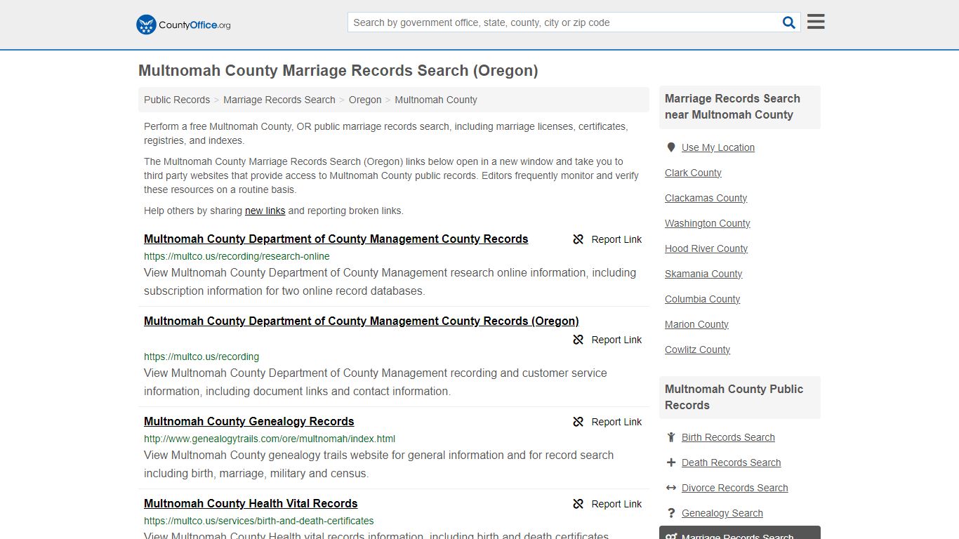 Multnomah County Marriage Records Search (Oregon) - County Office